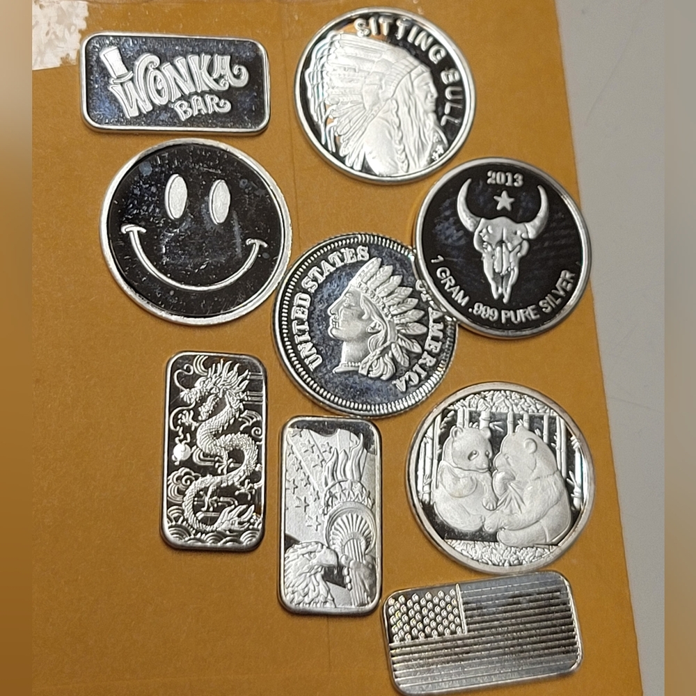 4g Random Silver Bars / Rounds .999 Pure Silver [1g] Set of 4x